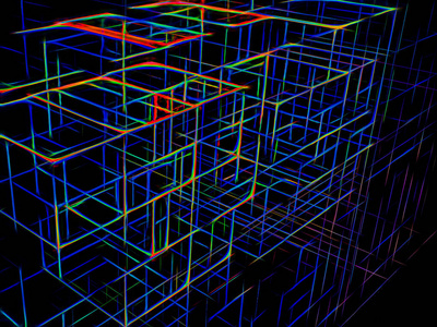 霓虹灯立方体背景分形数字生成图像