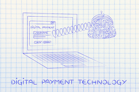 电子钱包弹簧上的数字付款笔记本电脑