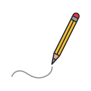 书写铅笔颜色图标。绘图。孤立向量插图