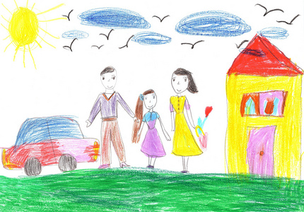 温暖的家儿童画温馨图片