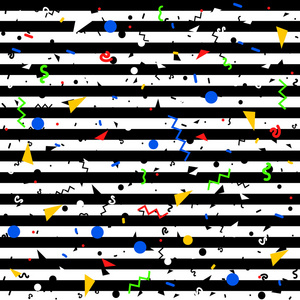 条纹几何无缝图案时尚孟菲斯卡设计。