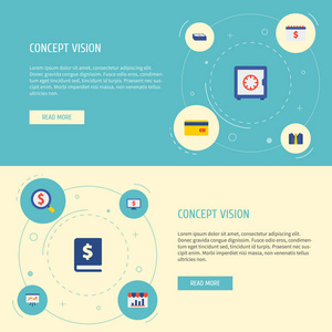 一套金融图标平面样式符号与演示文稿, 日历, 商店分析和其他图标为您的 web 移动应用程序徽标设计