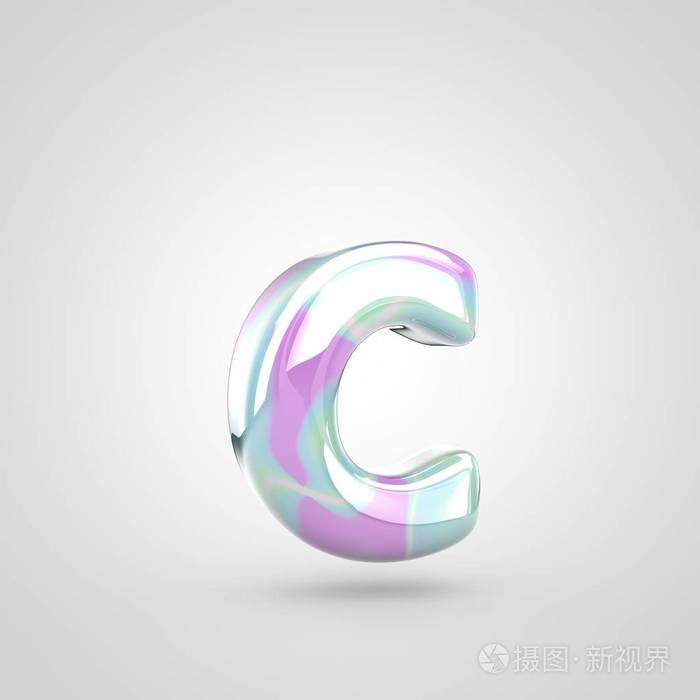 独角兽皮字母 c 小写.3d 渲染在白色背景上隔离的平滑字体