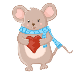 可爱的老鼠与心