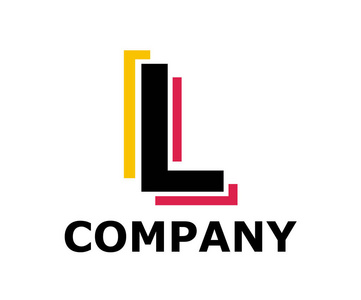 金色和红色标志符号双线像霓虹灯型字母 l 初始业务徽标设计理念插图