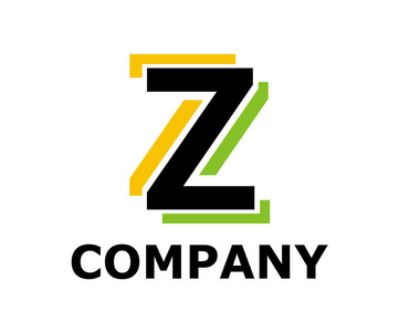 黄色和绿色的石灰颜色标志符号双线像霓虹灯类型字母 z 初始业务徽标