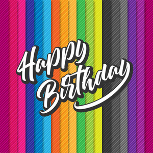生日快乐排版矢量设计为贺卡和海报与气球, 五彩纸屑, 设计模板的生日庆典。矢量插图
