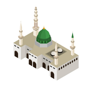 朝觐等距插图, Nabawi 清真寺3d 矢量