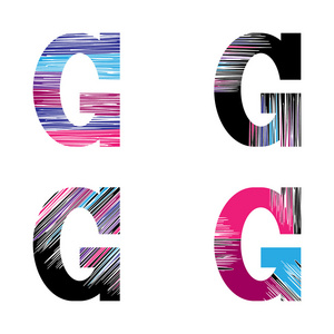 字母 G 组。Grunge 风格矢量图形字母符号