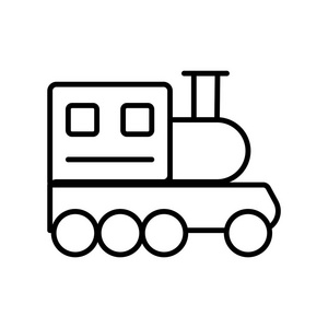 在白色 backgrou 上的玩具火车图标矢量符号和符号隔离