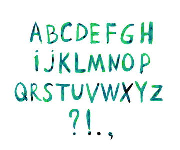 手绘水彩字母表字母矢量图