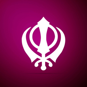 锡克教宗教 khanda 符号图标在紫色背景下被隔离.khanda 锡克象征.