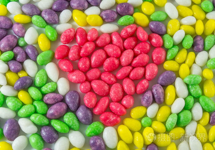 五彩缤纷的糖果糖果红色糖果心形,背景纹理