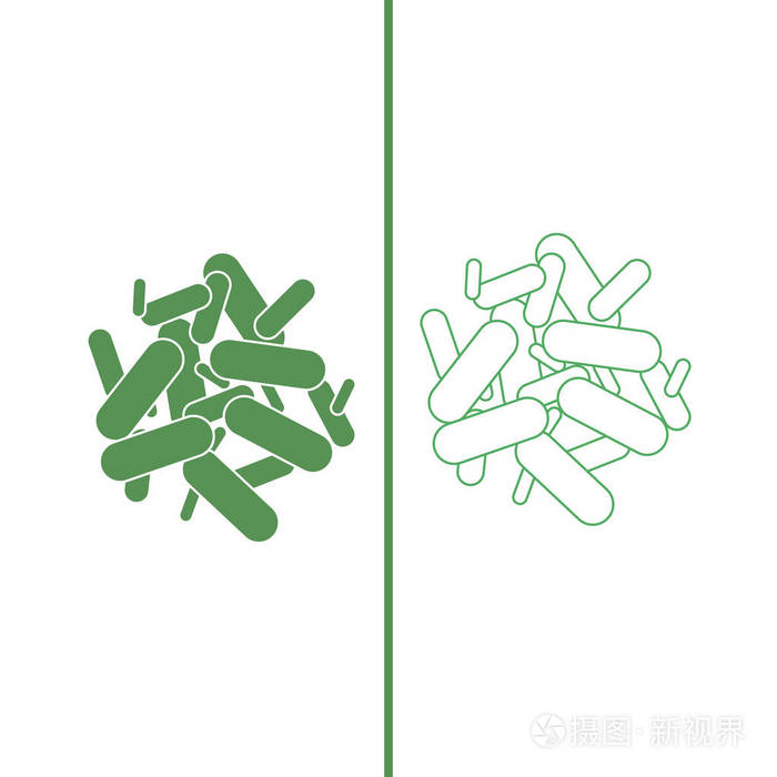 摄图新视界 插画 医疗健康 益生菌图标回来.绿色的颜色.矢量插图.