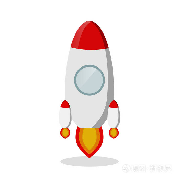 火箭起飞时被隔离在白色的背景上.矢量插图