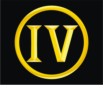 字母数字四罗马数字4类型四在字母表字母徽标标记标志标志设计插图为