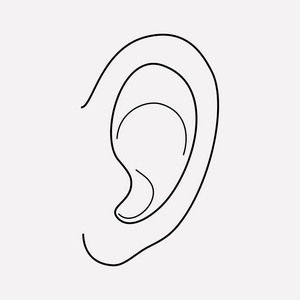 耳图标线元素。在干净的背景上隔离耳朵图标线的矢量插图为您的 web 移动应用程序徽标设计