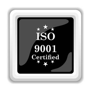 Iso9001 图标。白色背景上的互联网按钮