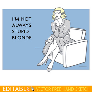 愚蠢的女人.可编辑矢量模因卡照片