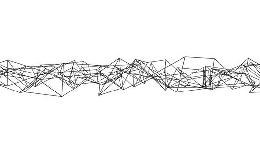 黑色数字数据和网络连接三角形线在技术概念上的白色背景, 3d 抽象插图