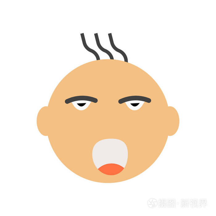 疲惫的微笑图标矢量符号和符号被隔离在白色 backgr 上