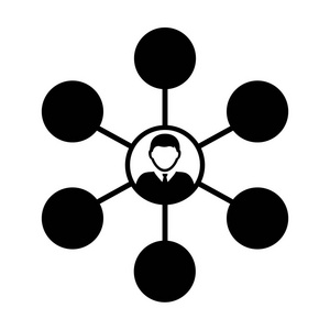 连接图标矢量男性群体人物符号头像在平面彩色字形象形文字插图中的多重社会网络