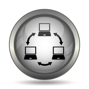 电脑网络图标, 黑色网站按钮白色背景