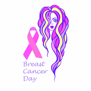 乳腺癌10月宣传月运动海报丝带标志和妇女剪影在粉红色起因背景