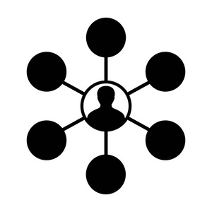 连接图标矢量男性群体人物符号头像在平面彩色字形象形文字插图中的多重社会网络