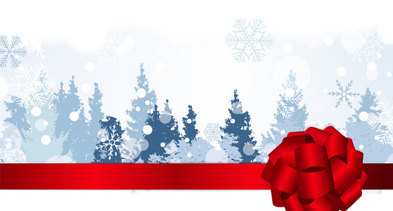圣诞雪花背景与树木的轮廓。V