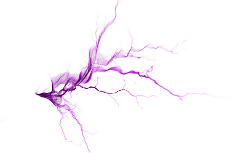 静电放电, 火花, 空气电离, 闪电在白色背景上照片