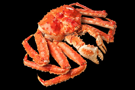 红王蟹在黑色背景上的顶视图红色国王螃蟹釜山韩国亚洲红王蟹送达大板