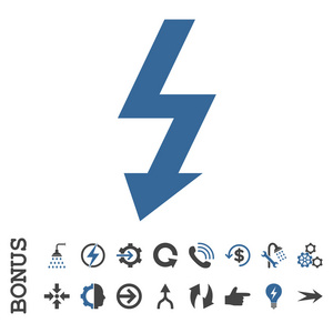 高电压平面矢量图标与奖金