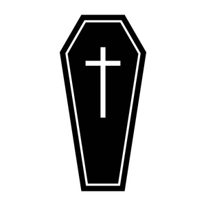 万圣节棺材剪影平面图标矢量为您的网站设计, 徽标, 应用程序, ui.