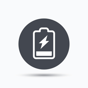 电池电源图标。充电蓄能器标志