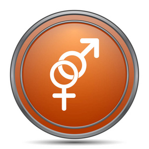 性别图标。橙色互联网按钮在白色背景