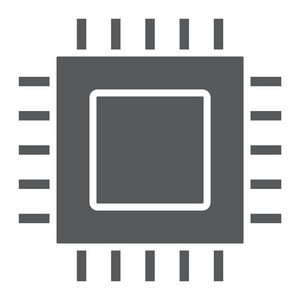 微芯片, 核心标志符号, 电子和数字, cpu 符号, 矢量图形, 在白色背景上的实心图案, eps 10