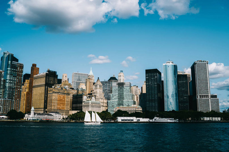 都市商业街河岸城市金融区现代都市设置结构与高层建筑摩天大楼景观与