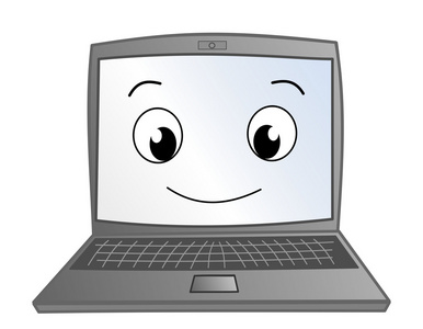 可爱又搞笑的笔记本电脑卡通插图照片