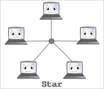 星形网络拓扑卡通插图