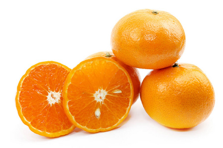 白色背景的甜橙新鲜水果