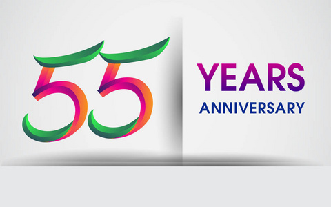 55周年纪念庆祝标志, 五颜六色的设计标识在白色背景被隔绝, 矢量元素为庆祝第九十九生日党