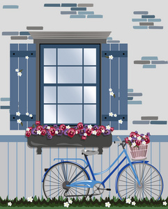 老式自行车和花窗下