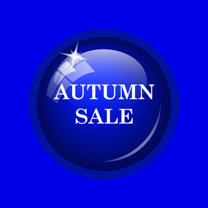 秋季销售图标。蓝色背景上的互联网按钮
