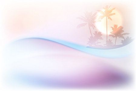 水波和岛上的棕榈树图片