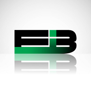 初始字母 eb 大写的现代和简单的标志链接绿色和黑色, 孤立的白色背景。公司标识的矢量设计