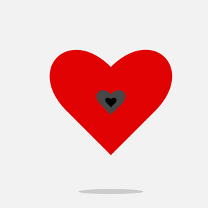 红色的心与黑色的里面。爱的图标。设计的爱。情人节。矢量 Eps 10