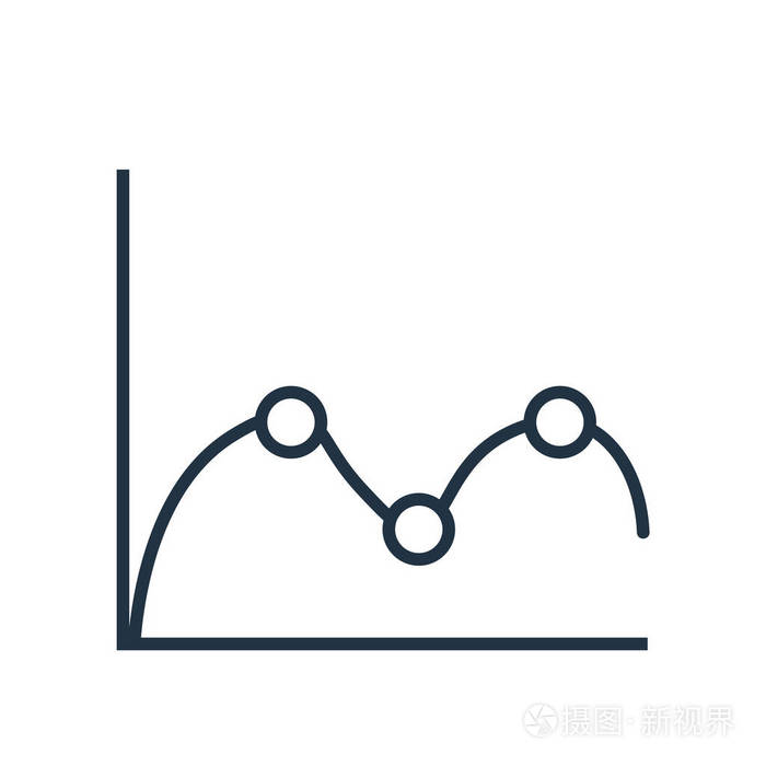在白色背景上隔离折线图图标向量 折线图透明符号