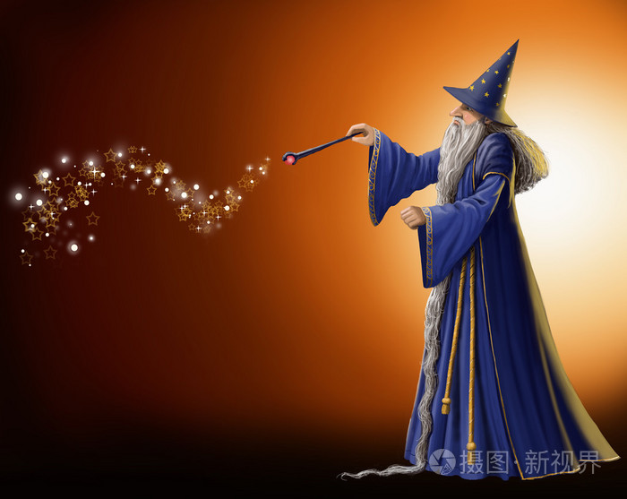 挥舞着一根魔杖的向导