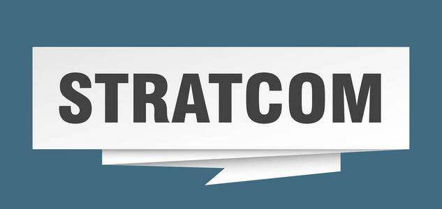 stratcom 标志。stratcom 纸折纸语音泡沫。stratcom 标记。stratcom 横幅